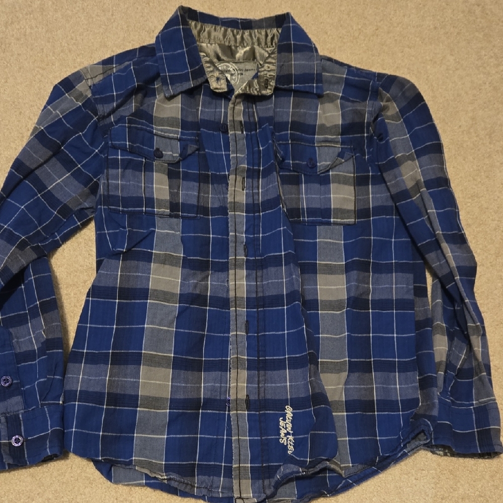 Calvin Klein Boys Medium Button Down Shirt With Back Design